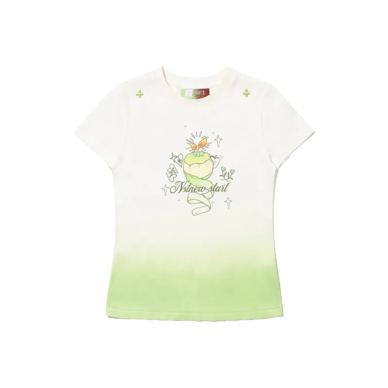 NSTNEW START T-Shirts Women's White Green Gradient-0