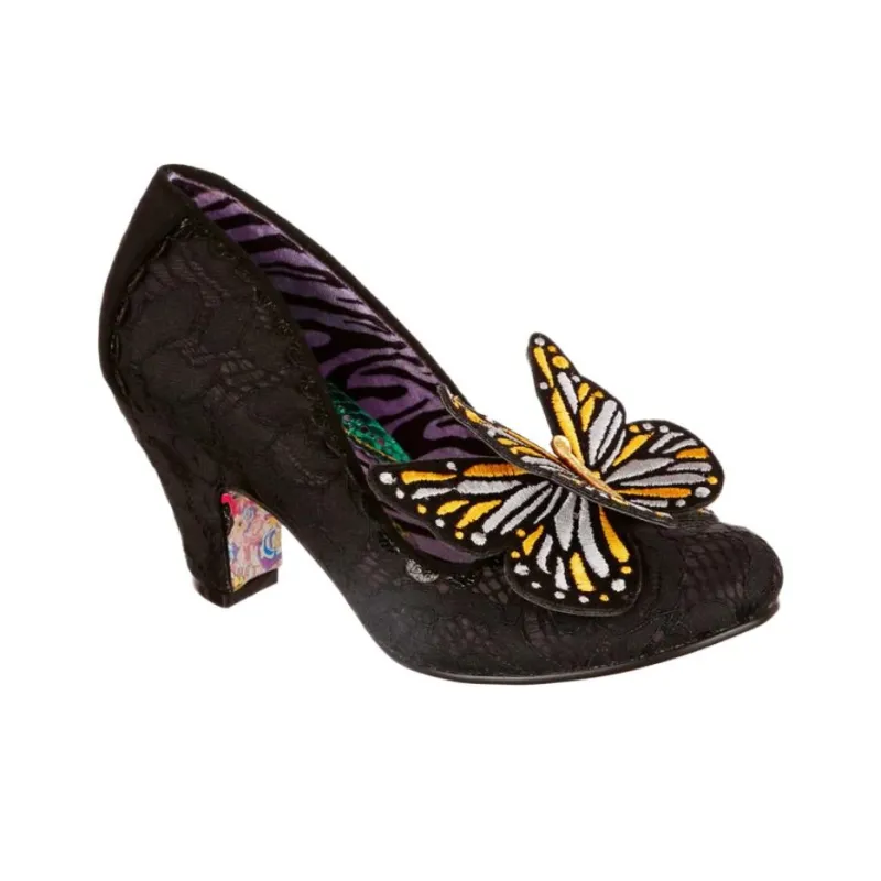 IRREGULAR CHOICE Madam Mariposa Chunky Heel High Heels 7.2cm Women's Black-2