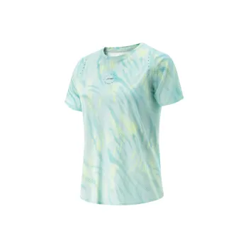 LiNing Running Collection T Shirt Women's Cloud Porcelain Blue With Full Print