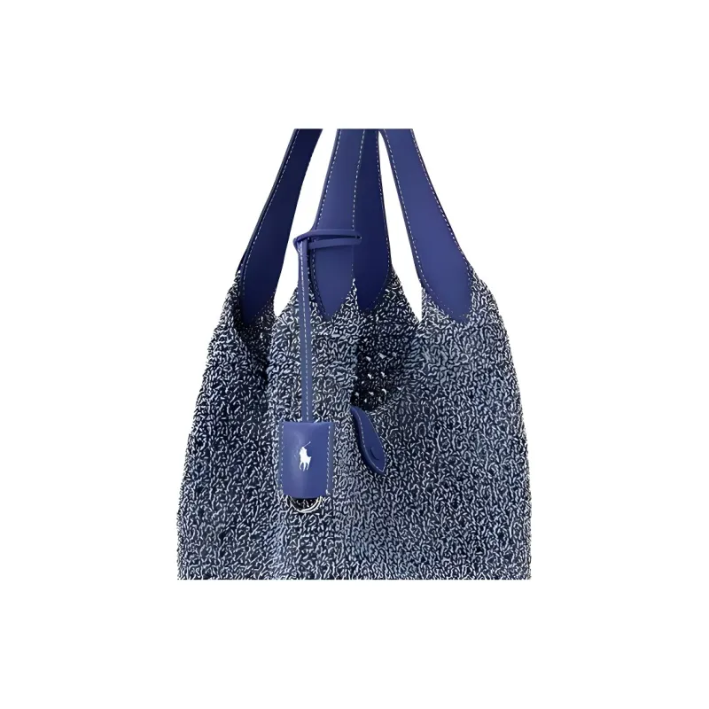 Polo Ralph Lauren Fabric Tote Bag, Shopping Bag, Handbag Women's Bright Blue & Optical White-3