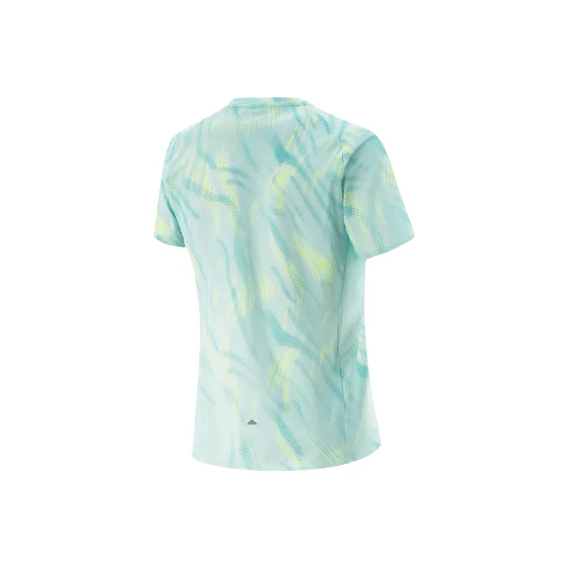 LiNing Running Collection T Shirt Women's Cloud Porcelain Blue With Full Print-1