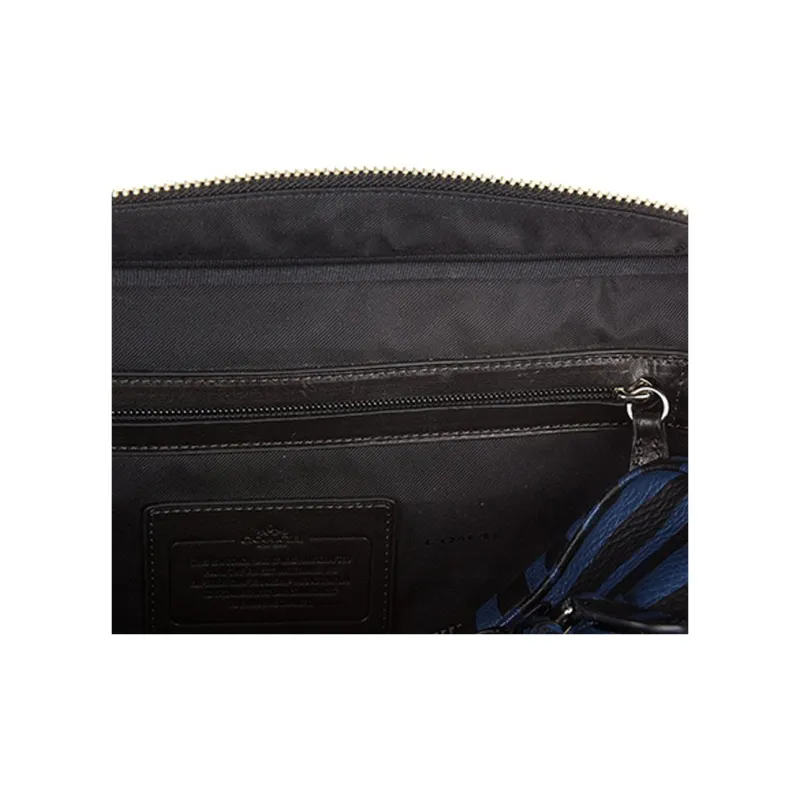 COACH Hudson Leather Portable Briefcase Shoulder Bag Crossbody Bag Large Size Men's Black & Blue-4