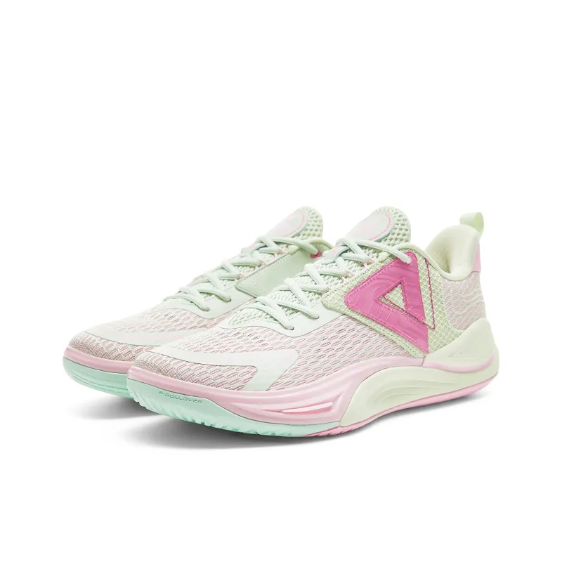 PEAK Wind 3.0 Basketball Shoes Men Low Top Pink Green-2