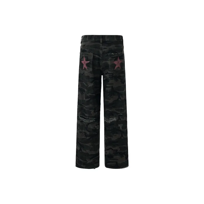 LANGWEIZHE Loose Fit Straight Fit Trendy Fashion Design Premium Camouflage Casual Pants Unisex-8