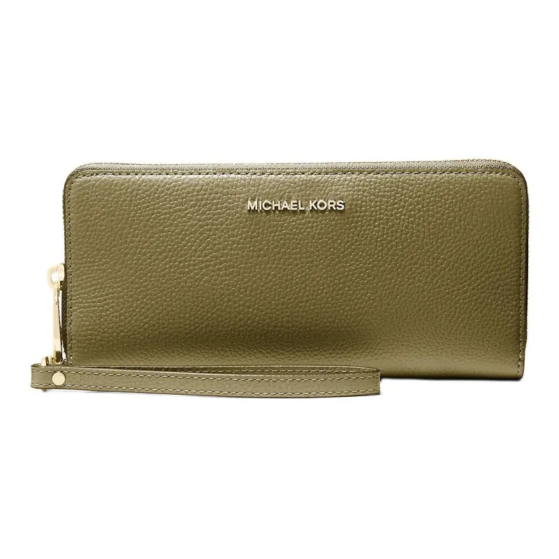MICHAEL KORS Jet Set Leather Wallet Tubas Women's Green Hunting Journey-0