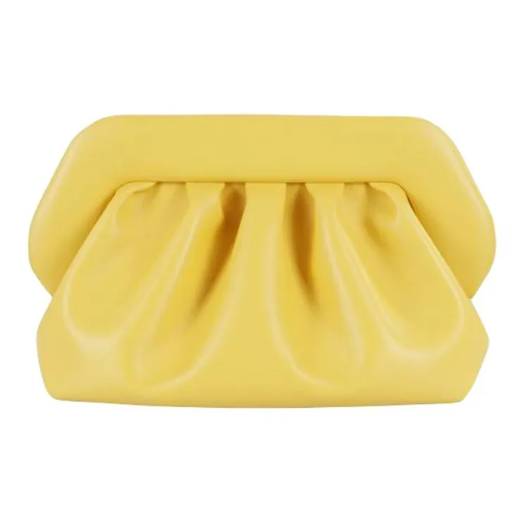 THEMOIRE Bios Polyurethane One Shoulder Clutch Women's Yellow-0
