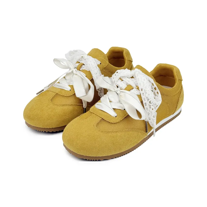 Warrior Breathable Balance Height Increasing Low Top Casual Shoes Women's Yellow-1
