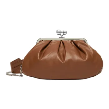 WEEKEND MaxMara Calfskin Shoulder Bag Medium Size Women's Brown