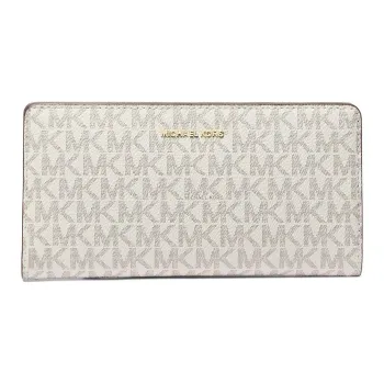 MICHAEL KORS Bryant Coated Canvas Wallet Tubas Women's Vanilla & Acorn