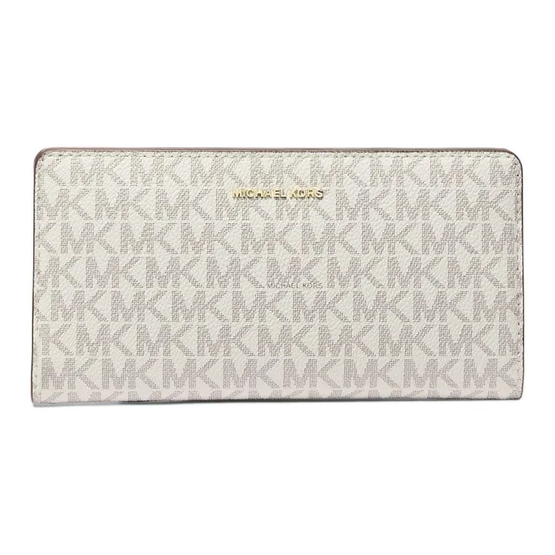 MICHAEL KORS Bryant Coated Canvas Wallet Tubas Women's Vanilla & Acorn-0