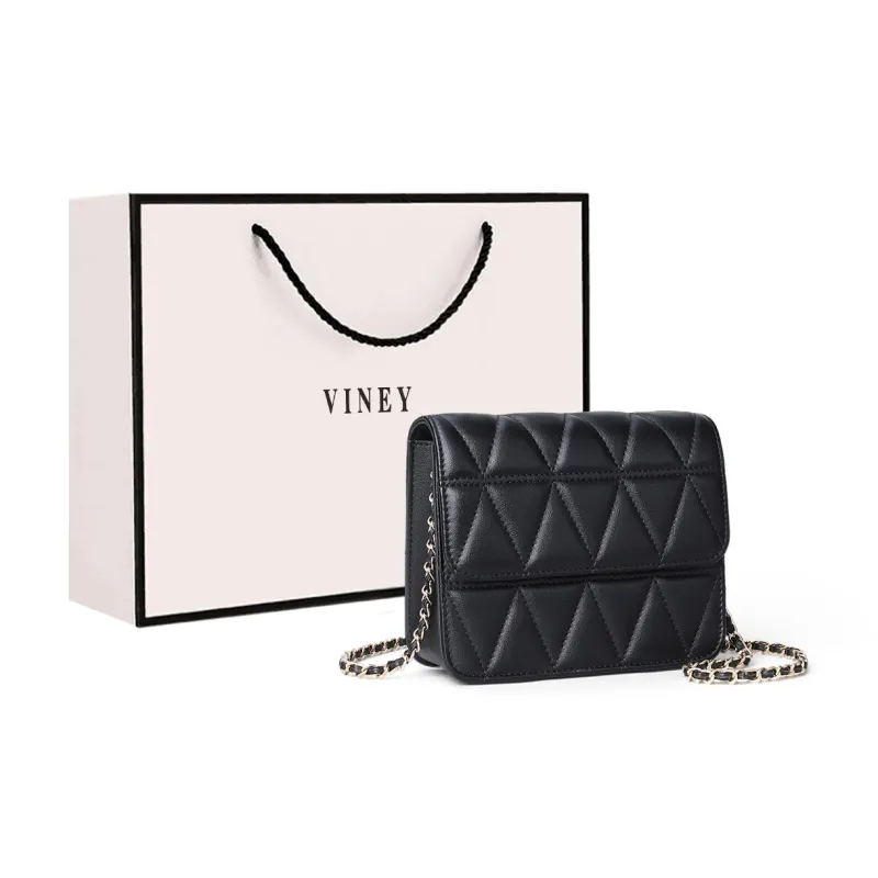 VINEY Cow Leather Shoulder Bag, Crossbody Bag Regular Women's Black/Black Trumpet-4