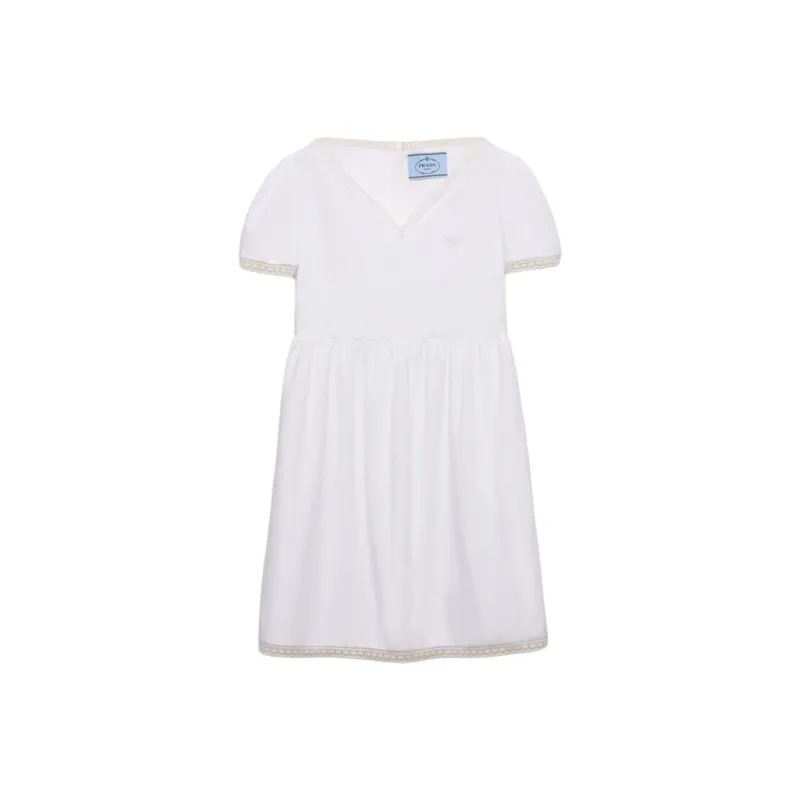 PRADA Short Sleeved Dress Women's White-0