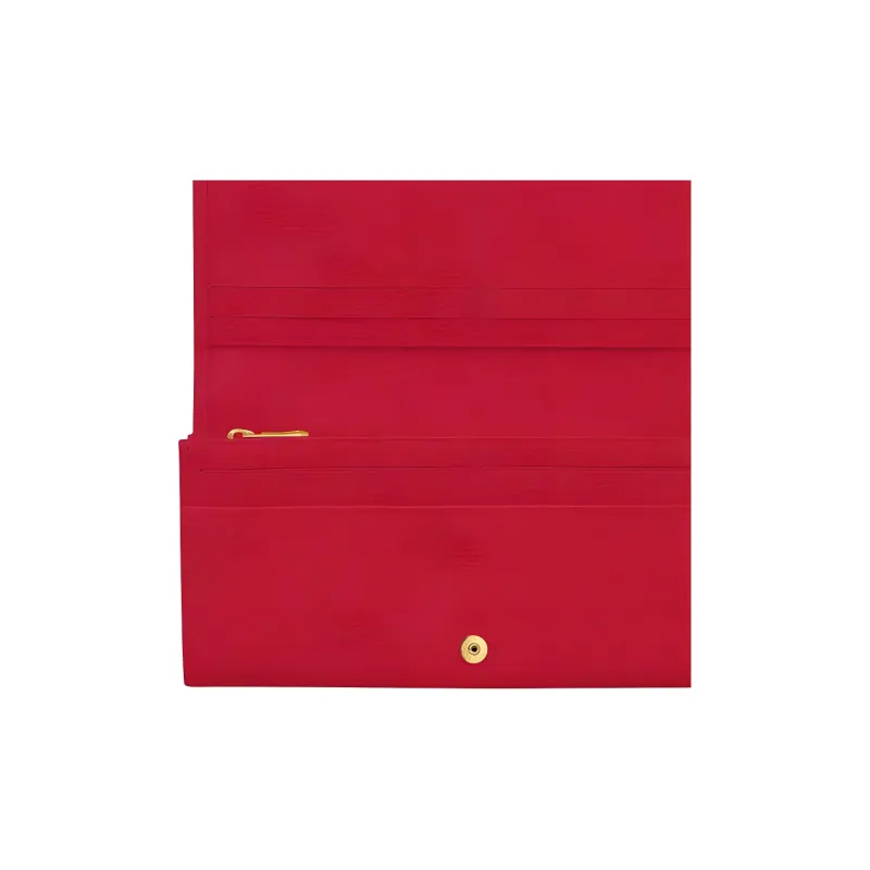 LONGCHAMP Le Foulonné Leather Wallet Women's Red-4