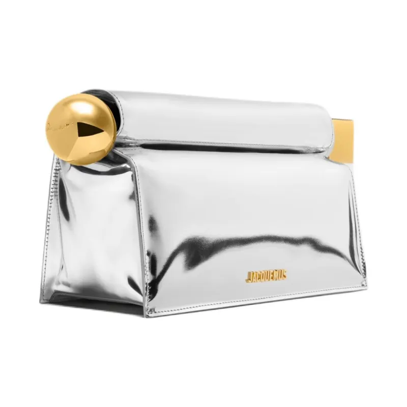 Jacquemus Carré Ronds PU Polyurethane Clutch Women's Silver-1