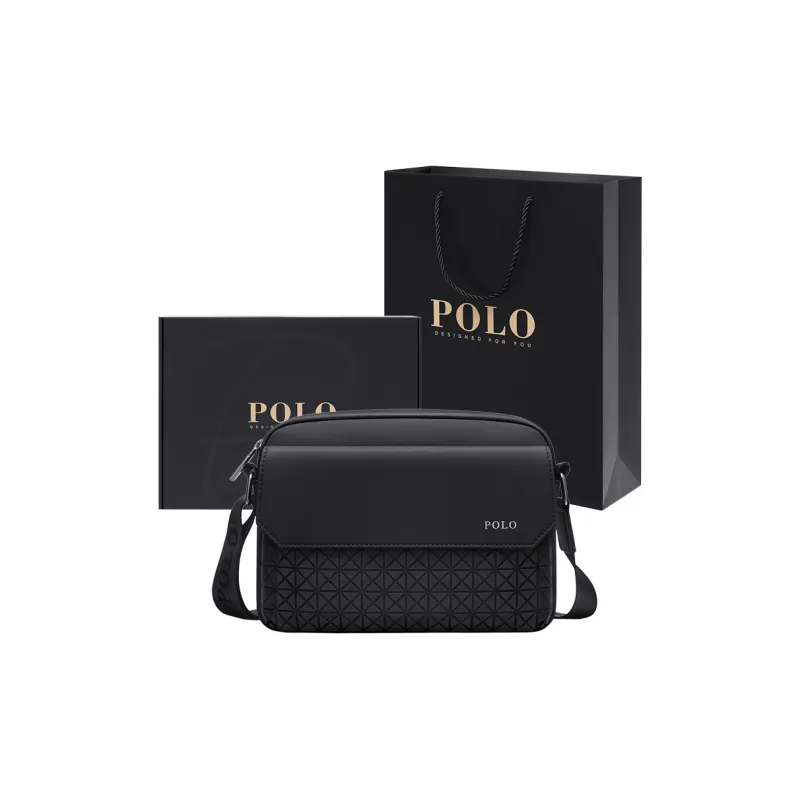 POLO Synthetic Leather Crossbody Bag, Shoulder Bag Men's Black-7