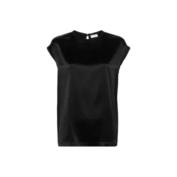 Brunello Cucinelli Beaded trim Satin Blouse