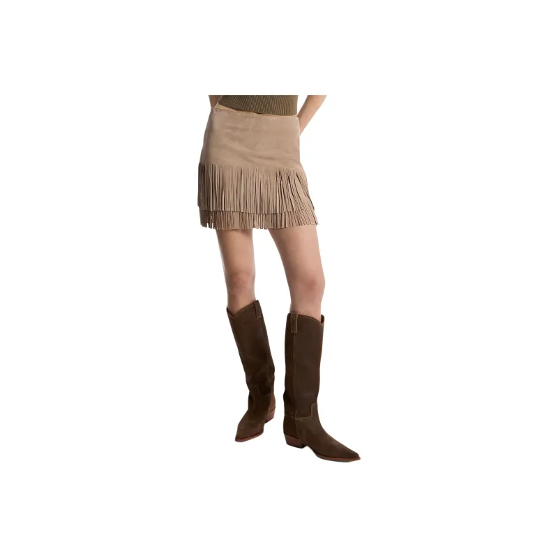 MICHAEL KORS Leather Short Skirts Women's Sand Dune-0