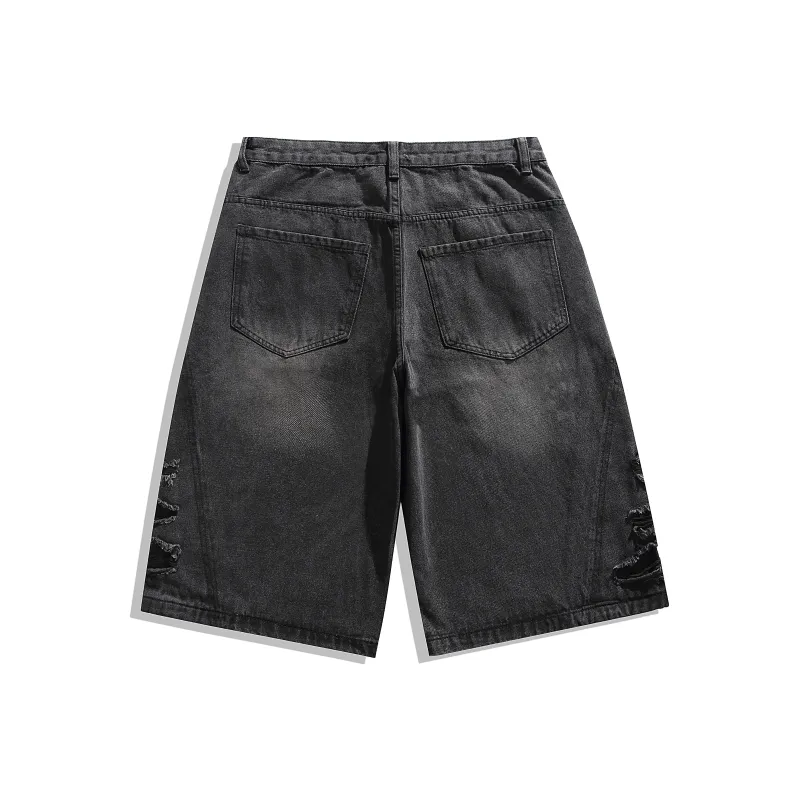 Antioffice Denim Shorts Men Black Gray-1