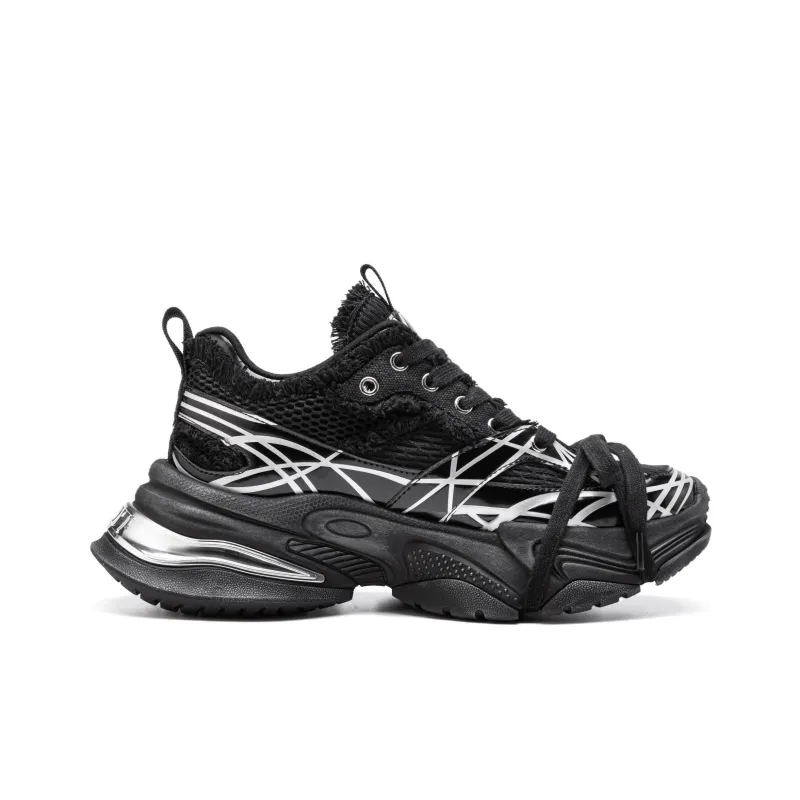 LINGMO Slip Resistant, Abrasion Resistant, Breathable, Height Increasing Low Top Chunky Sneakers Unisex White-22