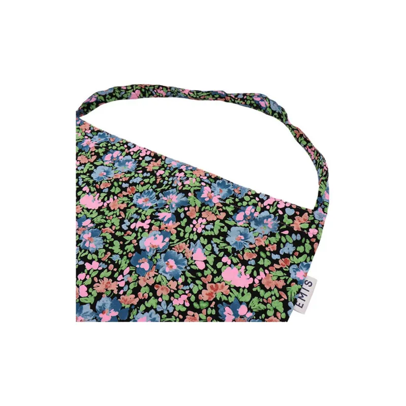 Emis Cotton Tote Bag, Shopping Bag, Shoulder Bag, Handbag Women's Painted Floral Black-2