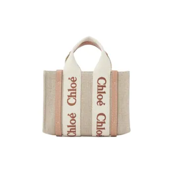Chloe Woody Linen Tote Bag, Shopping Bag, Handbag Mini Women's Wooden Orange