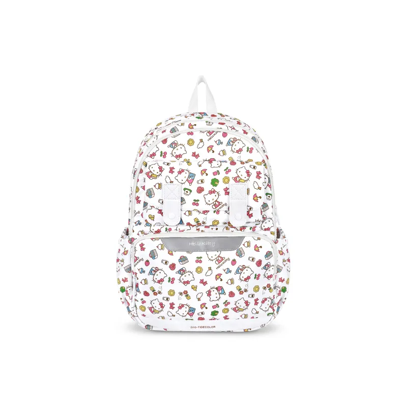 Zgo Sanrio Collaboration Hello Kitty Polyester Attractive Backpack Tubas Women's White Color Printing-0