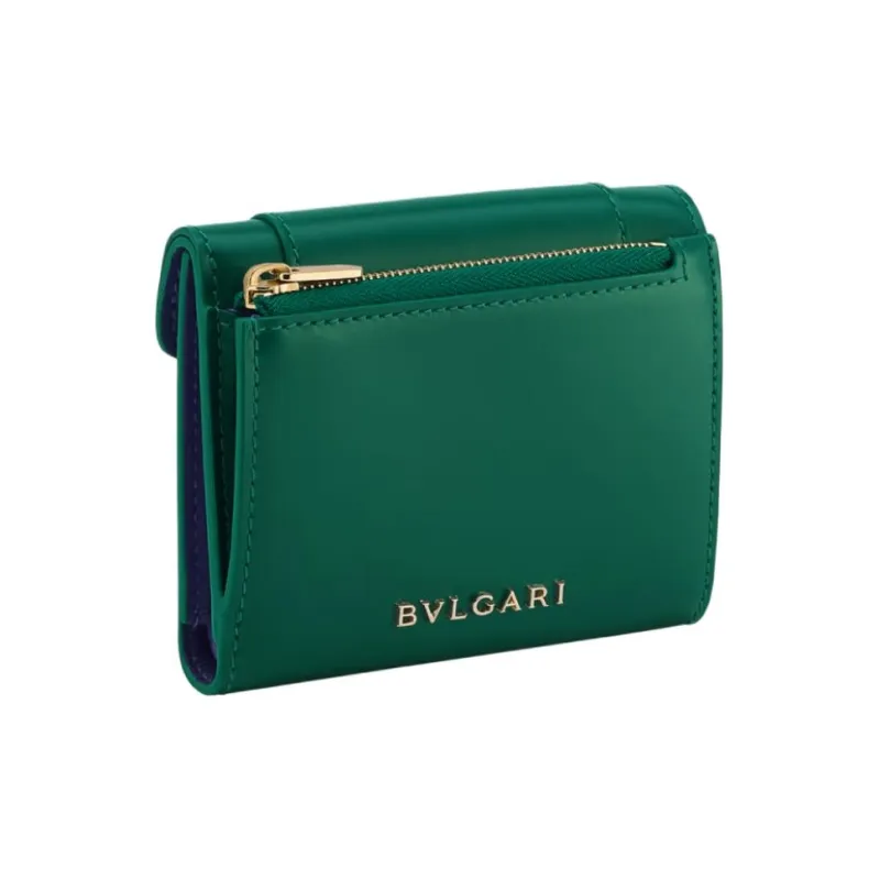BVLGARI Serpenti Forever Calfskin Wallet Women's Green & Purple-1
