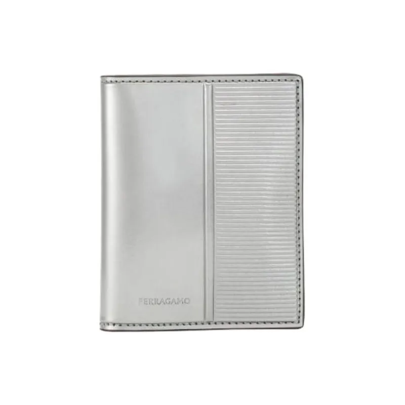 FERRAGAMO Calfskin Card Holder Men's Silver-0