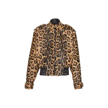 BALMAIN Leather Jacket Women's Brown