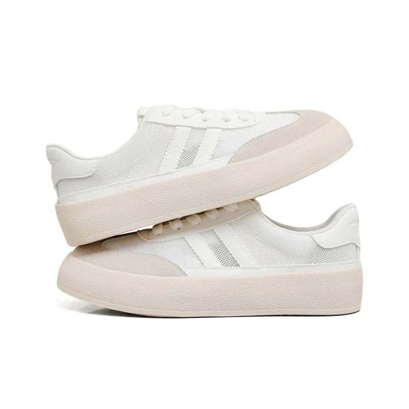 DEERWAY Abrasion Resistant Breathable Slip Resistant Low Top Skateboard Shoes Women's White Gray-2