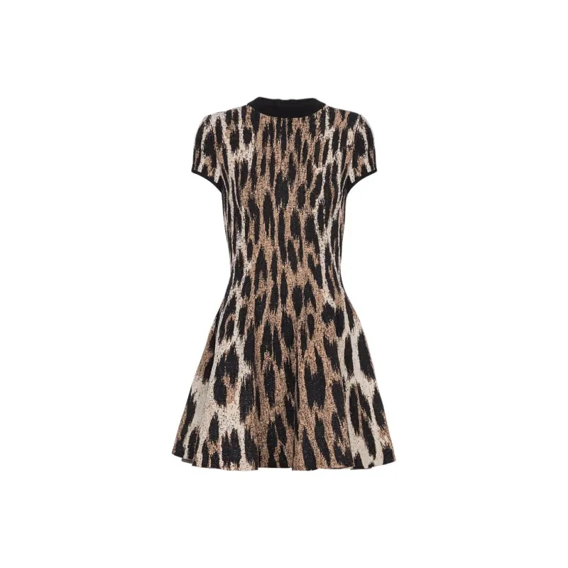 BALMAIN Short Sleeved Dress Women's Brown-0