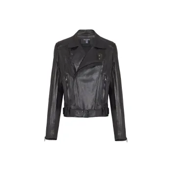 BALMAIN Leather Jacket Men's Black