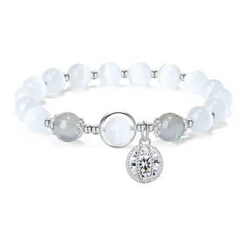 PUTUOSHANWENCHUANG Glass Cat Eye Bracelets Unisex