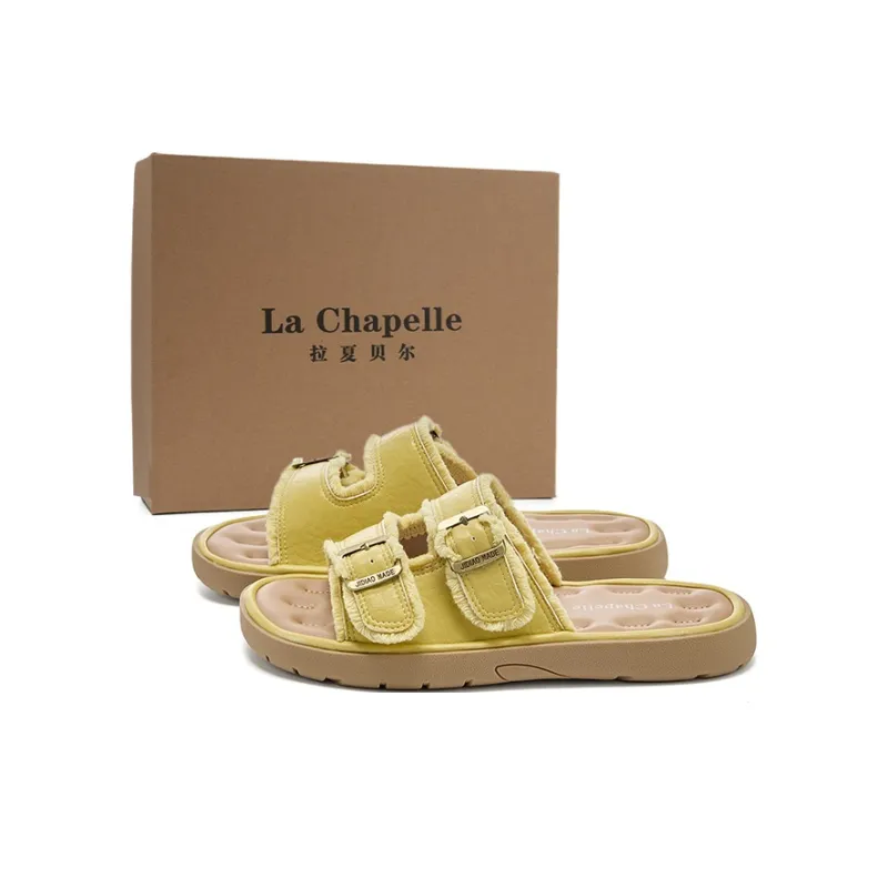 La Chapelle Slip Resistant Quick Dry Slide Slippers Women's Yellow-1