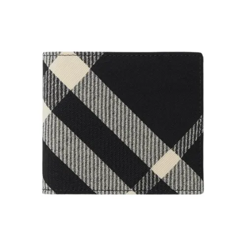 Burberry Polyester Blended Cotton Wallet Men's Black & Plain White