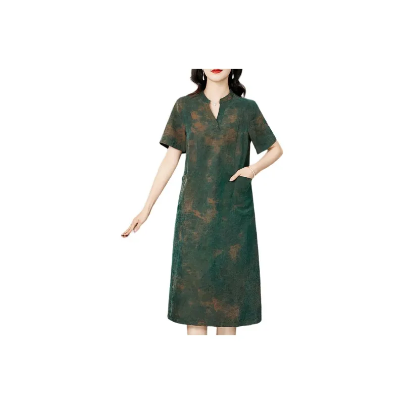 Yi Mengyuan Silk Short Sleeved Dress Women's-2