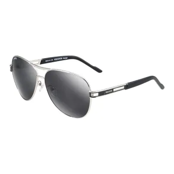 VEGOOS Plate And Metal Silicone Aviator Sunglasses Men's Silver
