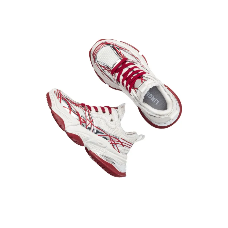 LINGMO Slip Resistant, Abrasion Resistant, Breathable, Height Increasing Low Top Chunky Sneakers Unisex White-12