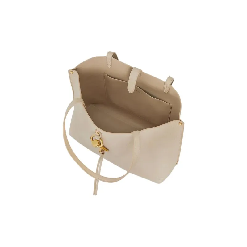 REBECCA MINKOFF Leather Tote Bag, Shopping Bag, Shoulder Bag, Handbag Women's Beige-2