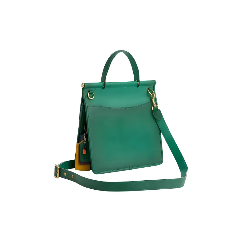 COACH Willis Sheepskin Fleece Leather Shoulder Bag, Crossbody Bag, Handbag Medium Size Women's Green & Blue-1