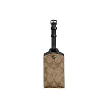 COACH Luggage Canvas With Calfskin Luggage Tag Pendant Bag Accessory Women's Brown