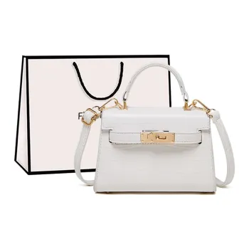 15 MINS Synthetic Leather Kelly Bag, Shoulder Bag, Crossbody Bag, Handbag Regular Women's Pink/White/Black