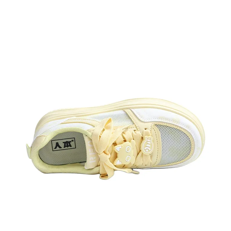 RENBEN Lightweight And Breathable Low Top Skateboard Shoes Women's Yellow-4