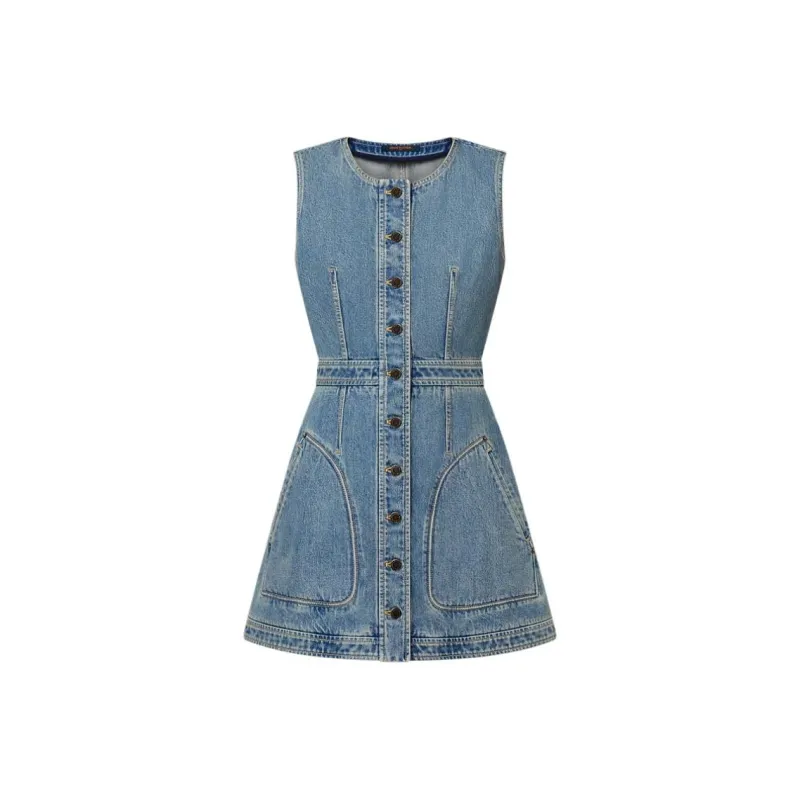 LOUIS VUITTON Sleeveless Dress Women's Blue-0