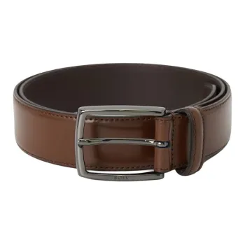 HUGO BOSS Leather Belts Men's Brown Width 3.5CM