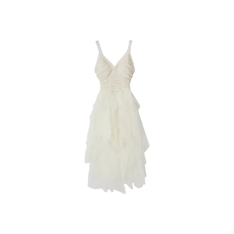 GUOZHEN Slip Dresses Women's White-0