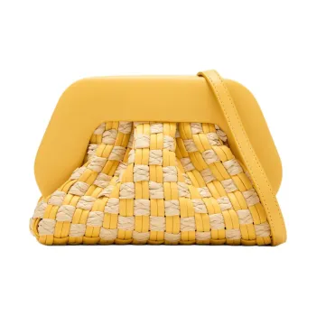 THEMOIRE GEA Vegan Leather One Shoulder Clutch Micro Women's Yellow