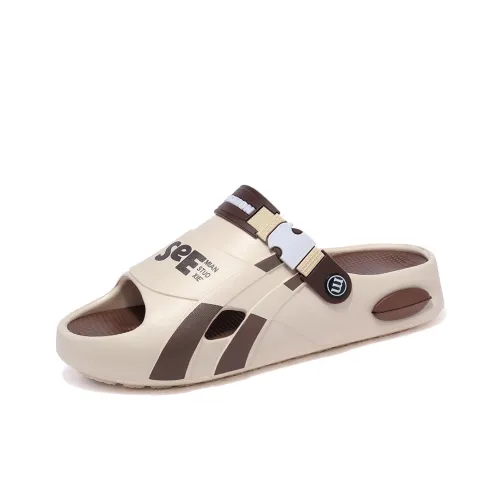 MIIOW Slide Slippers Men White/Black/Light Khaki