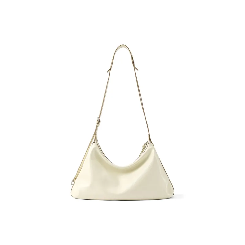 AMAZING SONG Cow Leather Hobo Bag, Crossbody Bag, Shoulder Bag Women's Elegant Black/Dark Chocolate/Cream Yellow-3