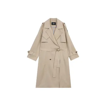 ELF SACK Trench Coats Women's Vintage Light Khaki